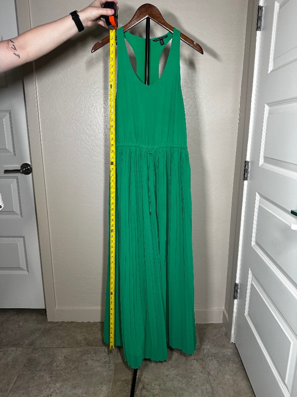 Green Pleated Maxi Dress